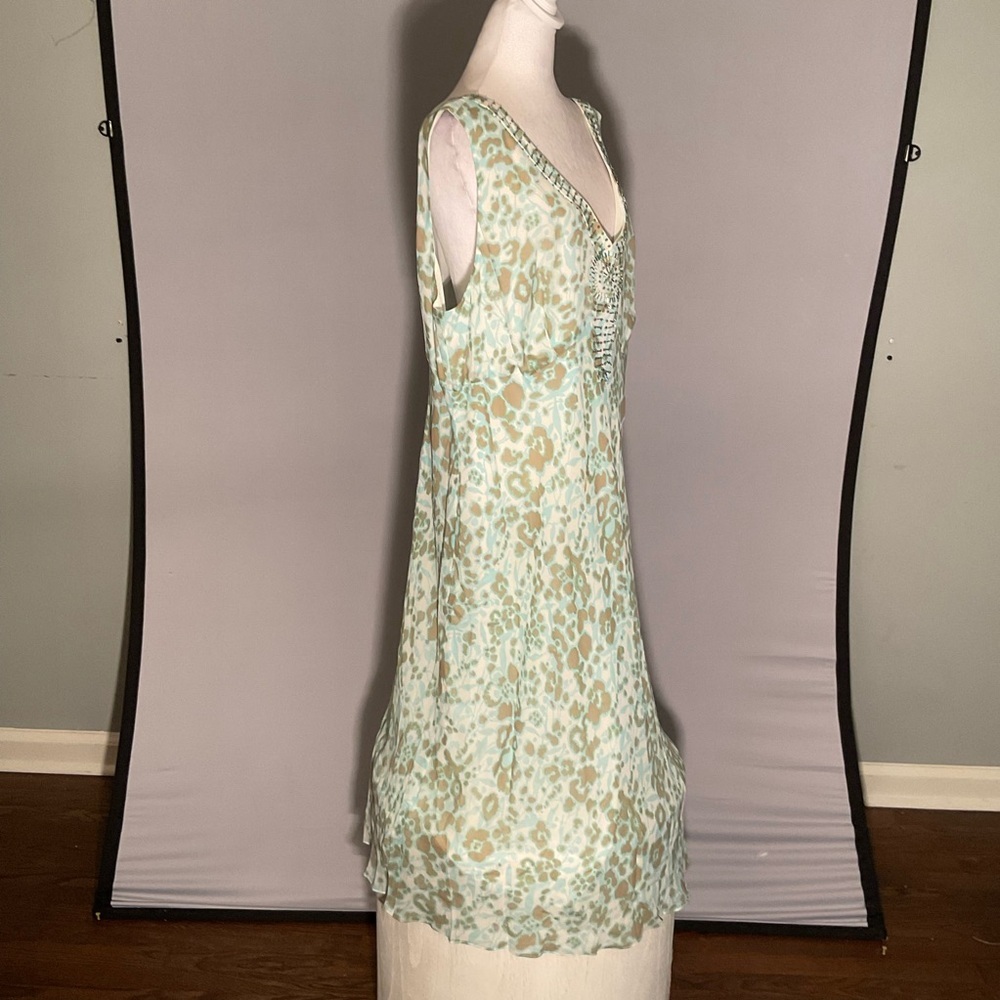 Adrianna Papell Silk Beaded Plus Size Wedding Guest Dress 22W Mint Floral - Picture 6 of 16